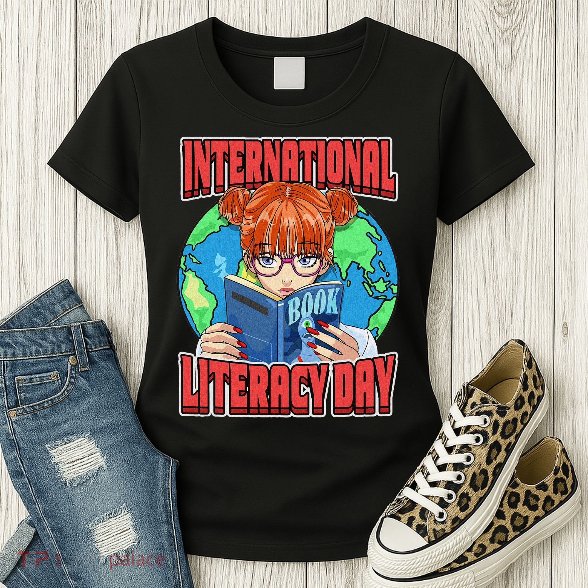 International Literacy Day September 8th Teacher Reading Women's T-Shirt