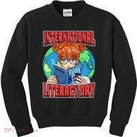 International Literacy Day September 8th Teacher Reading Kids Sweatshirt thumb 0