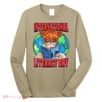 International Literacy Day September 8th Teacher Reading Long Sleeve Shirt thumb 0