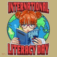 International Literacy Day September 8th Teacher Reading Sweatshirt thumb 2