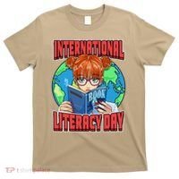 International Literacy Day September 8th Teacher Reading T-Shirt thumb 0