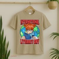 International Literacy Day September 8th Teacher Reading T-Shirt thumb 2