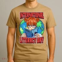 International Literacy Day September 8th Teacher Reading T-Shirt thumb 3