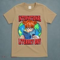International Literacy Day September 8th Teacher Reading T-Shirt thumb 5