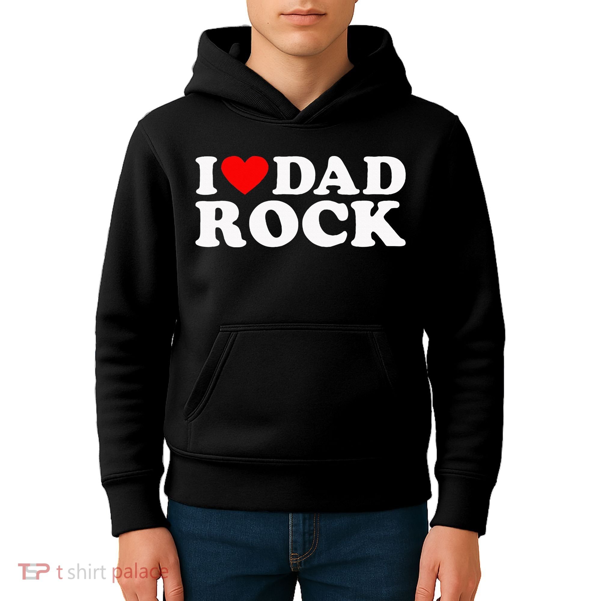 I Love Dad Rock Funny Old Classic Music Humor Statement Kids Hoodie