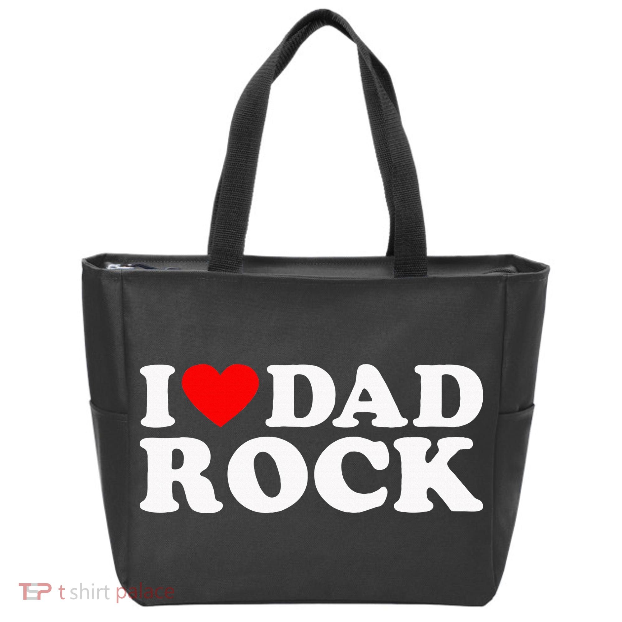 I Love Dad Rock Funny Old Classic Music Humor Statement Tote Bag