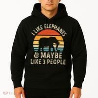 I Like Elephants And Maybe Like 3 People Elephant Retro Hoodie thumb 2