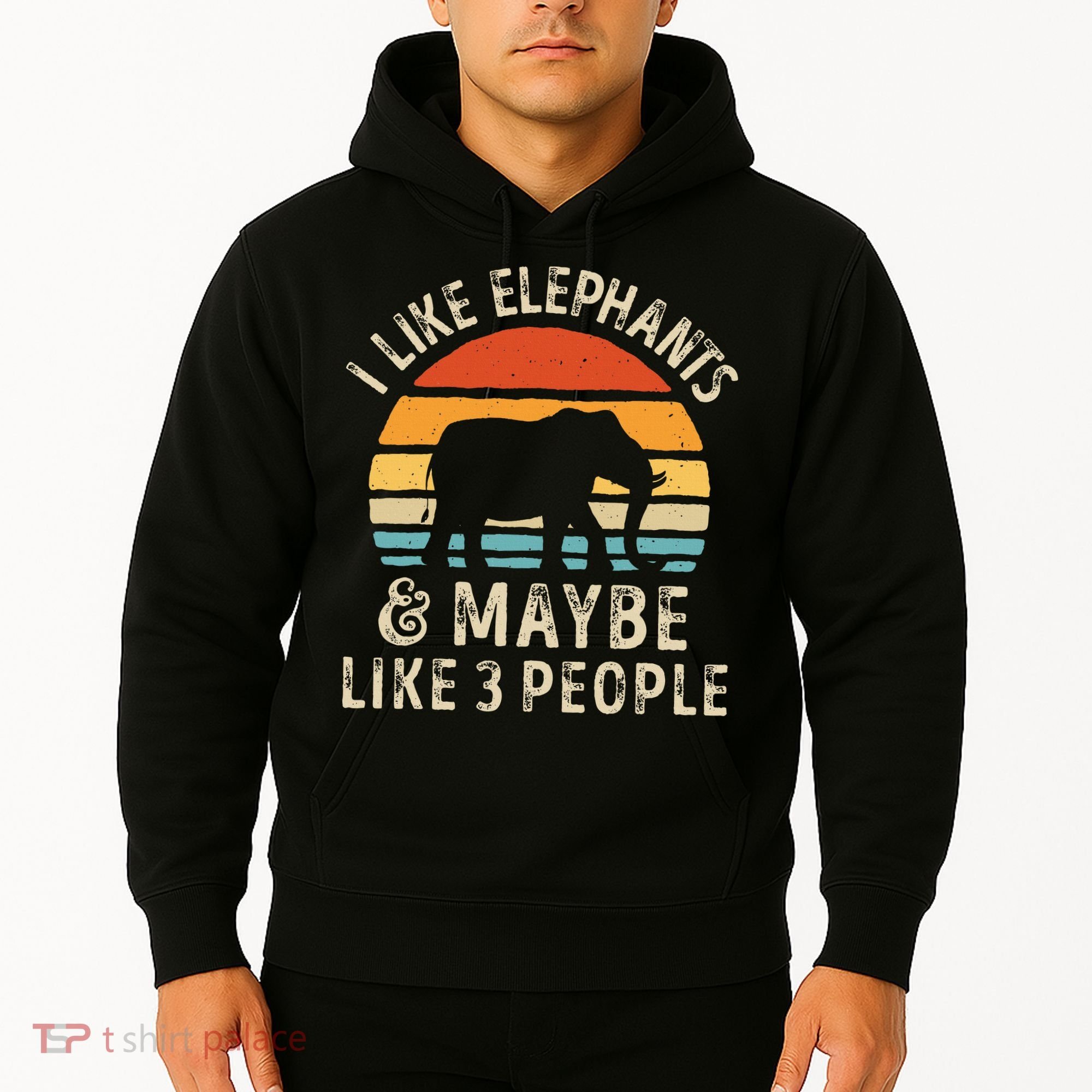 I Like Elephants And Maybe Like 3 People Elephant Retro Hoodie