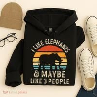I Like Elephants And Maybe Like 3 People Elephant Retro Hoodie thumb 4