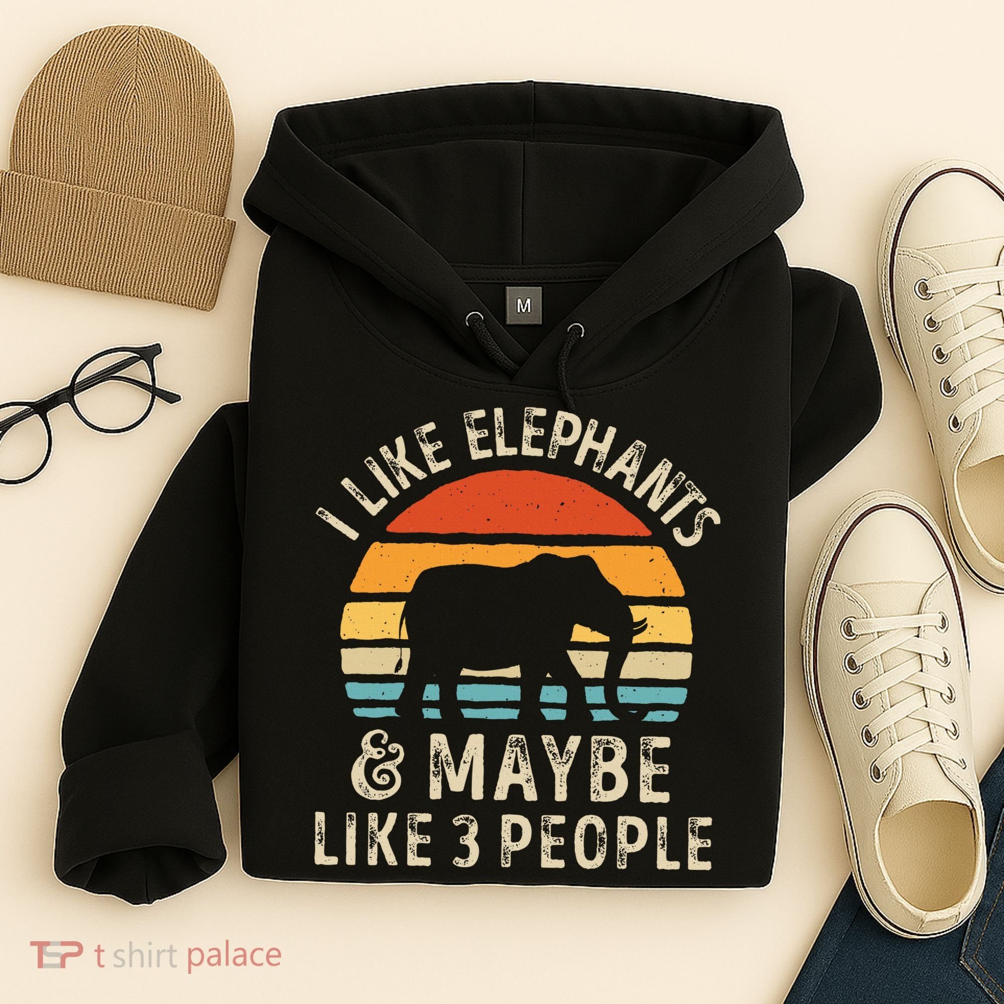 I Like Elephants And Maybe Like 3 People Elephant Retro Hoodie