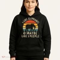 I Like Elephants And Maybe Like 3 People Elephant Retro Hoodie thumb 5