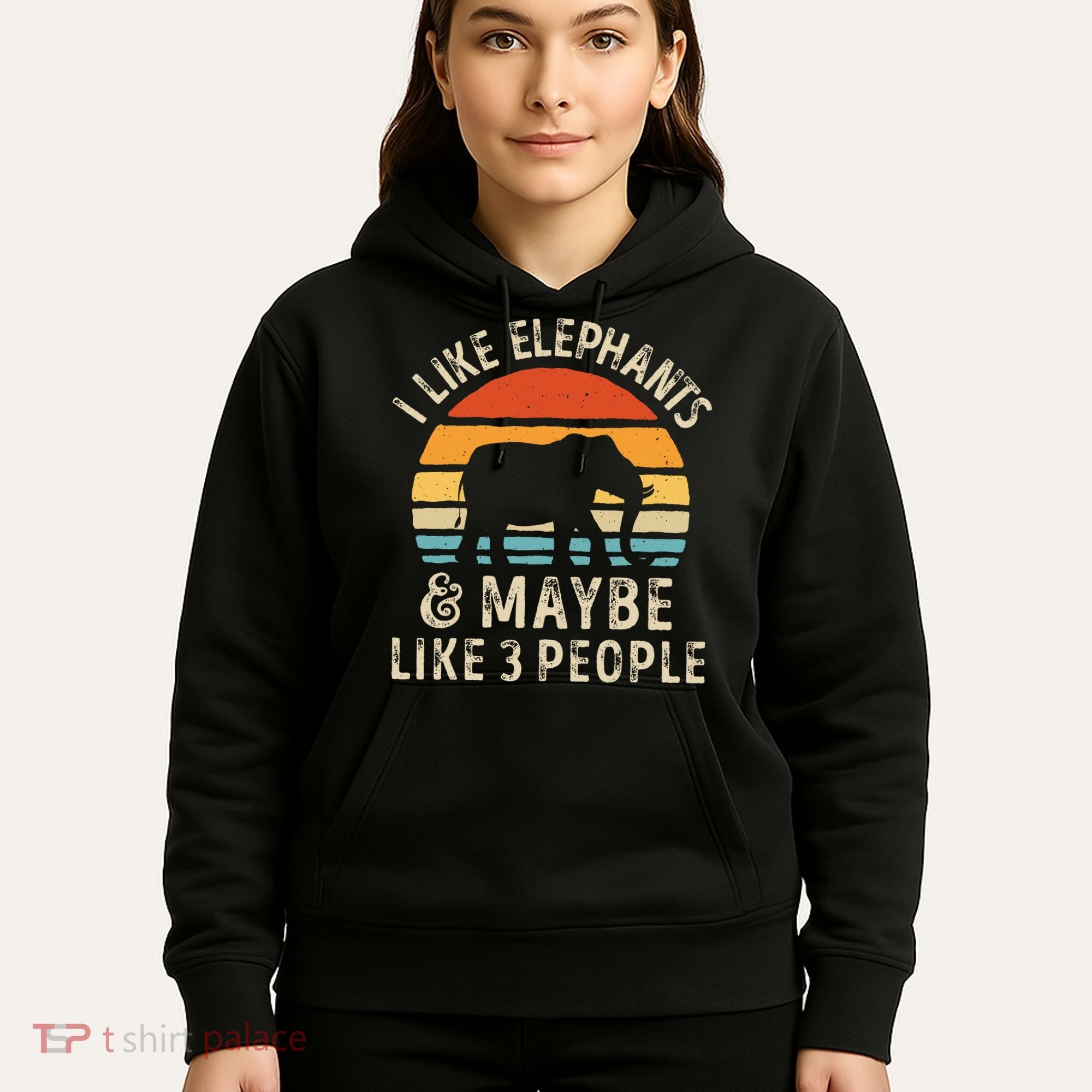I Like Elephants And Maybe Like 3 People Elephant Retro Hoodie