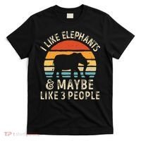 I Like Elephants And Maybe Like 3 People Elephant Retro T-Shirt thumb 0