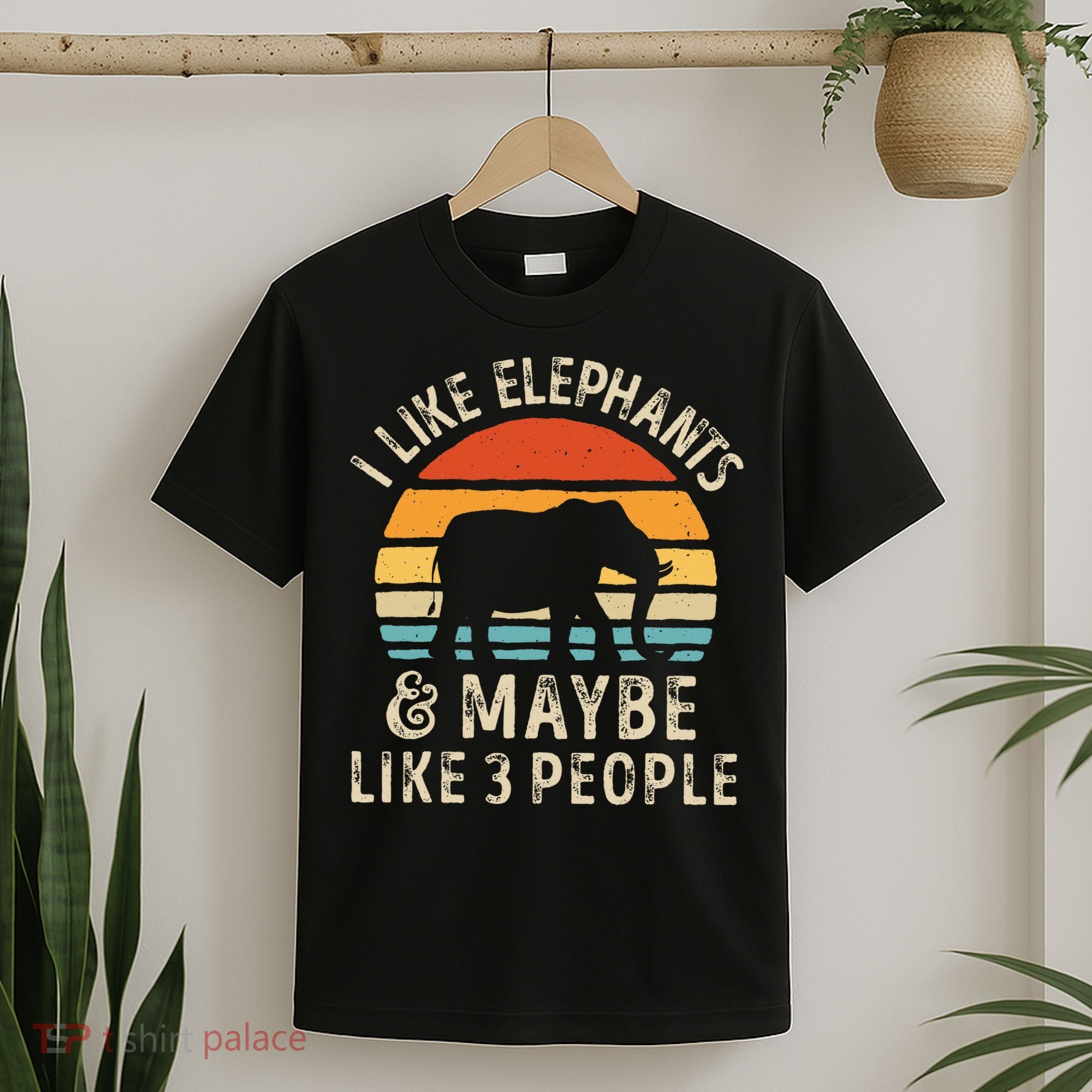 I Like Elephants And Maybe Like 3 People Elephant Retro T-Shirt