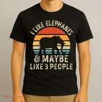 I Like Elephants And Maybe Like 3 People Elephant Retro T-Shirt thumb 3
