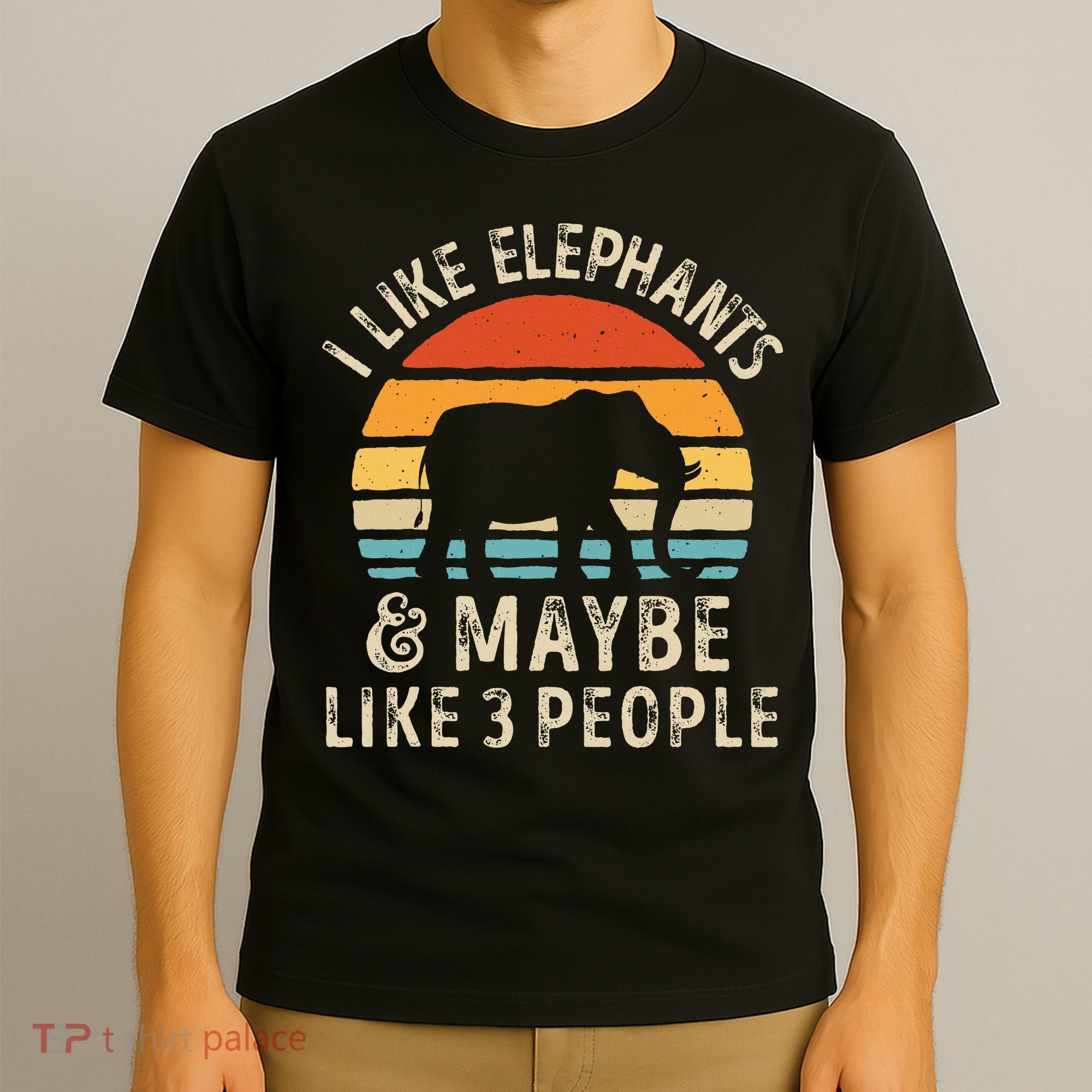 I Like Elephants And Maybe Like 3 People Elephant Retro T-Shirt