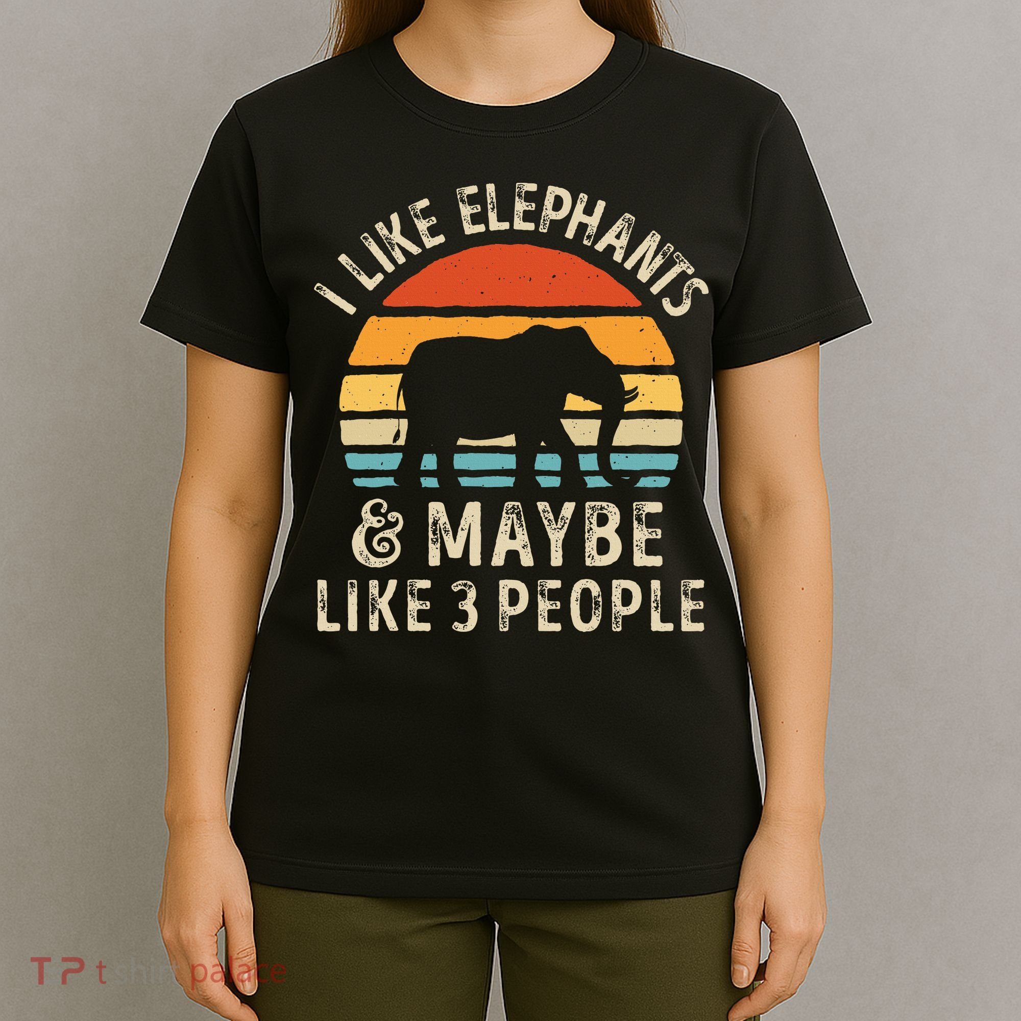 I Like Elephants And Maybe Like 3 People Elephant Retro T-Shirt
