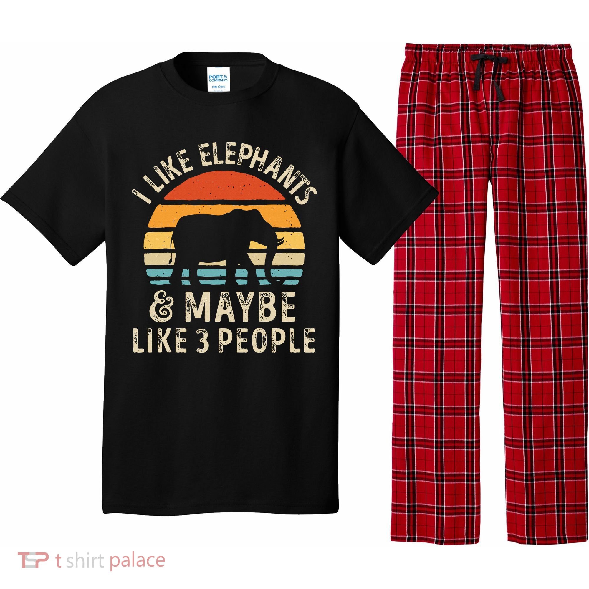 I Like Elephants And Maybe Like 3 People Elephant Retro Pajama Set