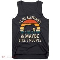 I Like Elephants And Maybe Like 3 People Elephant Retro Tank Top thumb 0