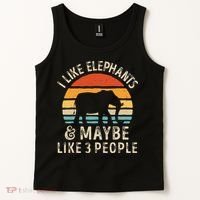 I Like Elephants And Maybe Like 3 People Elephant Retro Tank Top thumb 2