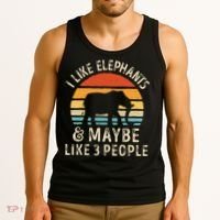 I Like Elephants And Maybe Like 3 People Elephant Retro Tank Top thumb 3