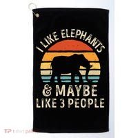 I Like Elephants And Maybe Like 3 People Elephant Retro Golf Towel thumb 0