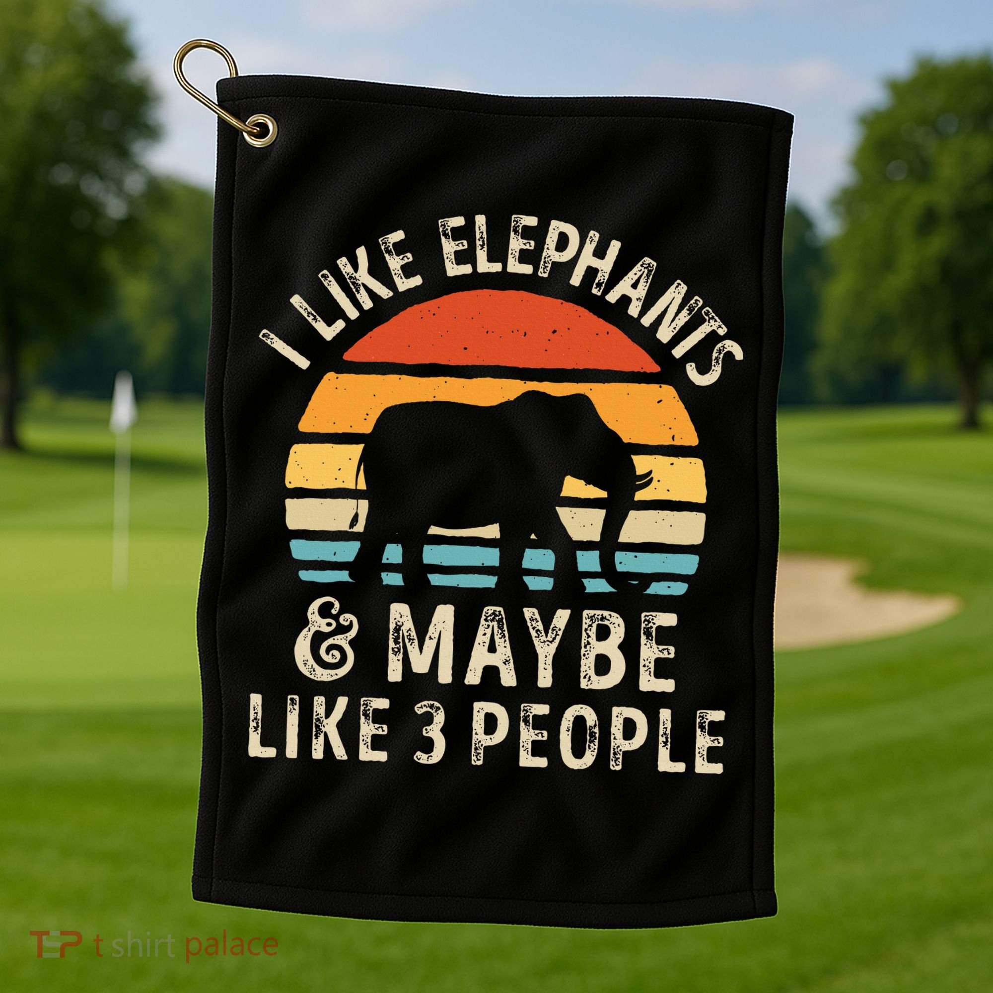 I Like Elephants And Maybe Like 3 People Elephant Retro Golf Towel