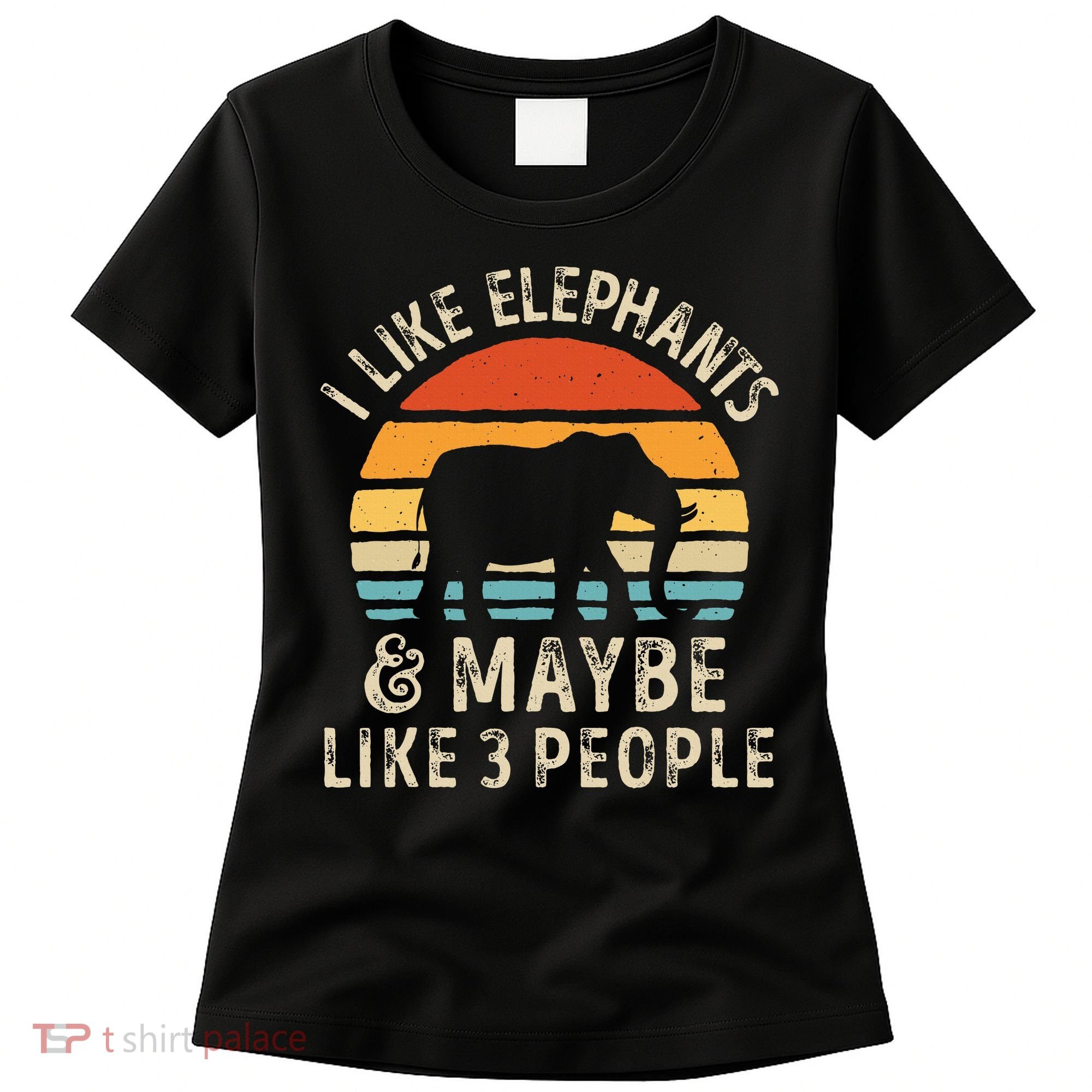 I Like Elephants And Maybe Like 3 People Elephant Retro Women's T-Shirt