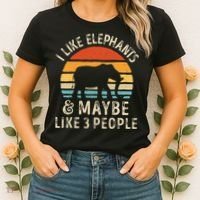 I Like Elephants And Maybe Like 3 People Elephant Retro Women's T-Shirt thumb 2