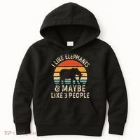 I Like Elephants And Maybe Like 3 People Elephant Retro Kids Hoodie thumb 0