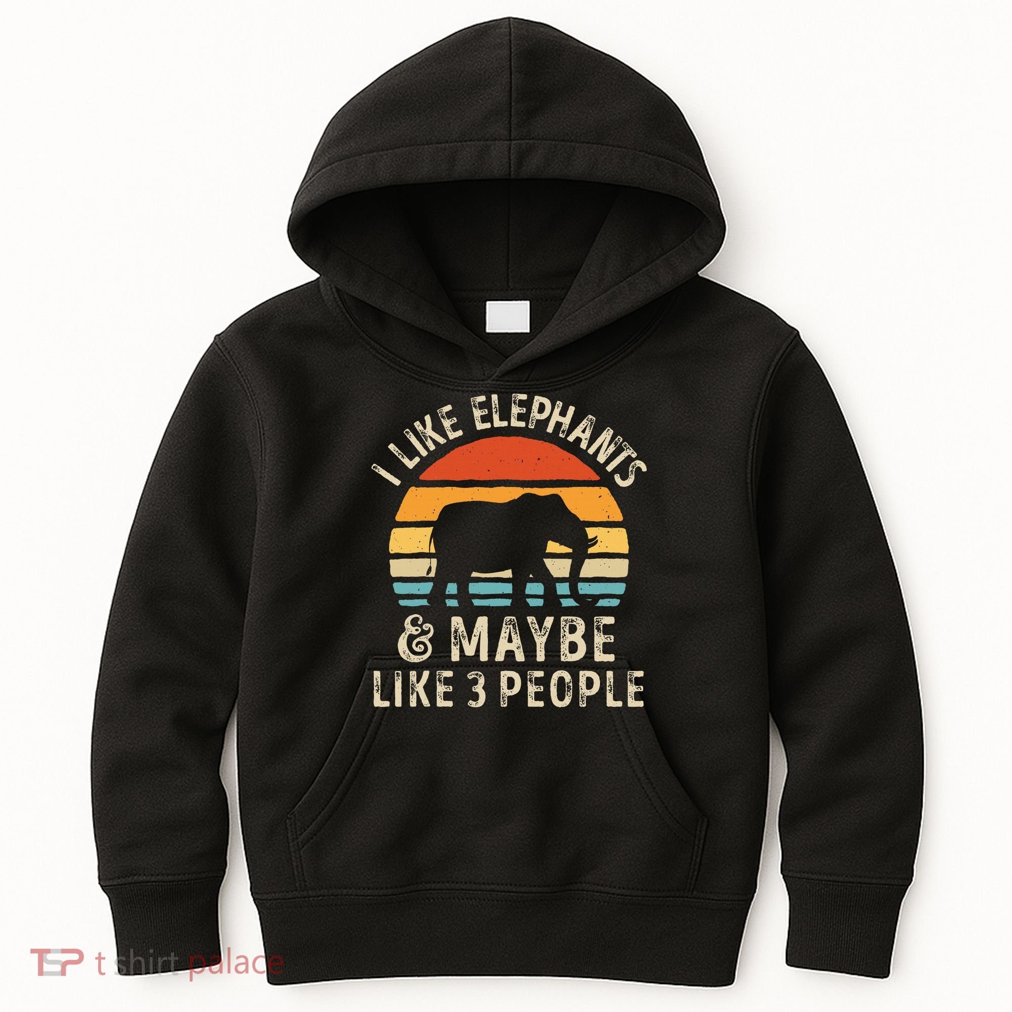 I Like Elephants And Maybe Like 3 People Elephant Retro Kids Hoodie
