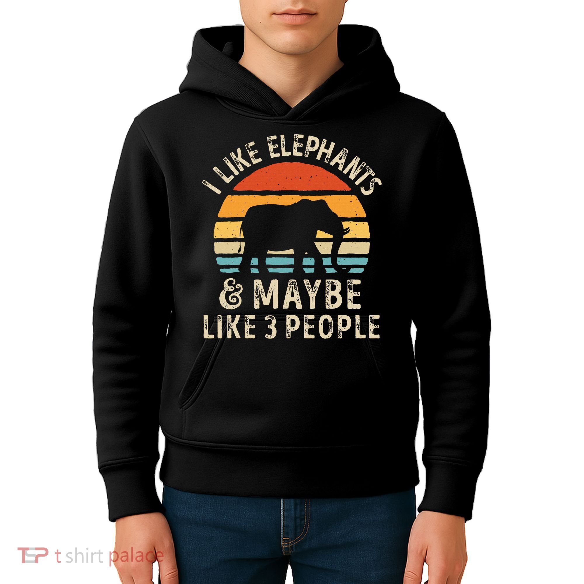 I Like Elephants And Maybe Like 3 People Elephant Retro Kids Hoodie