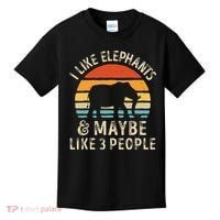 I Like Elephants And Maybe Like 3 People Elephant Retro Kids T-Shirt thumb 0
