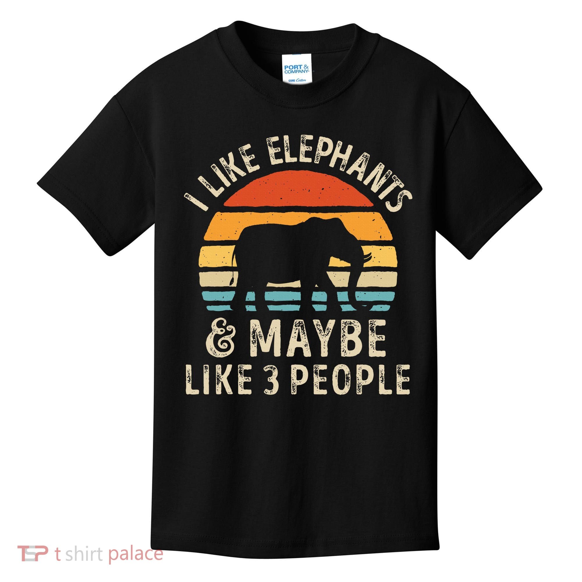 I Like Elephants And Maybe Like 3 People Elephant Retro Kids T-Shirt