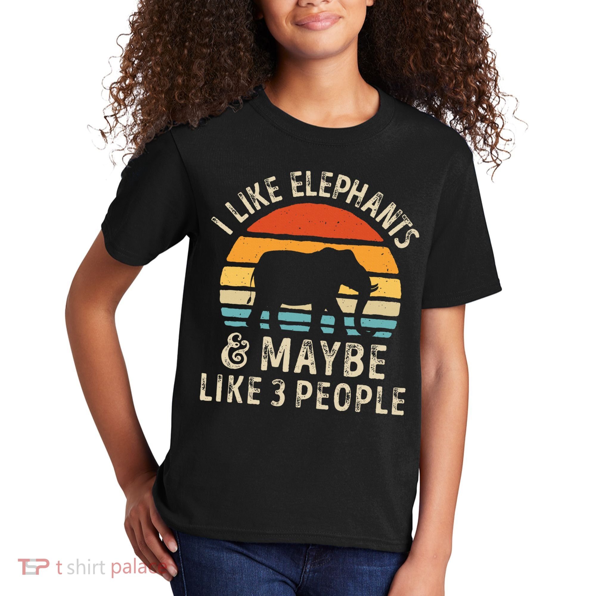 I Like Elephants And Maybe Like 3 People Elephant Retro Kids T-Shirt