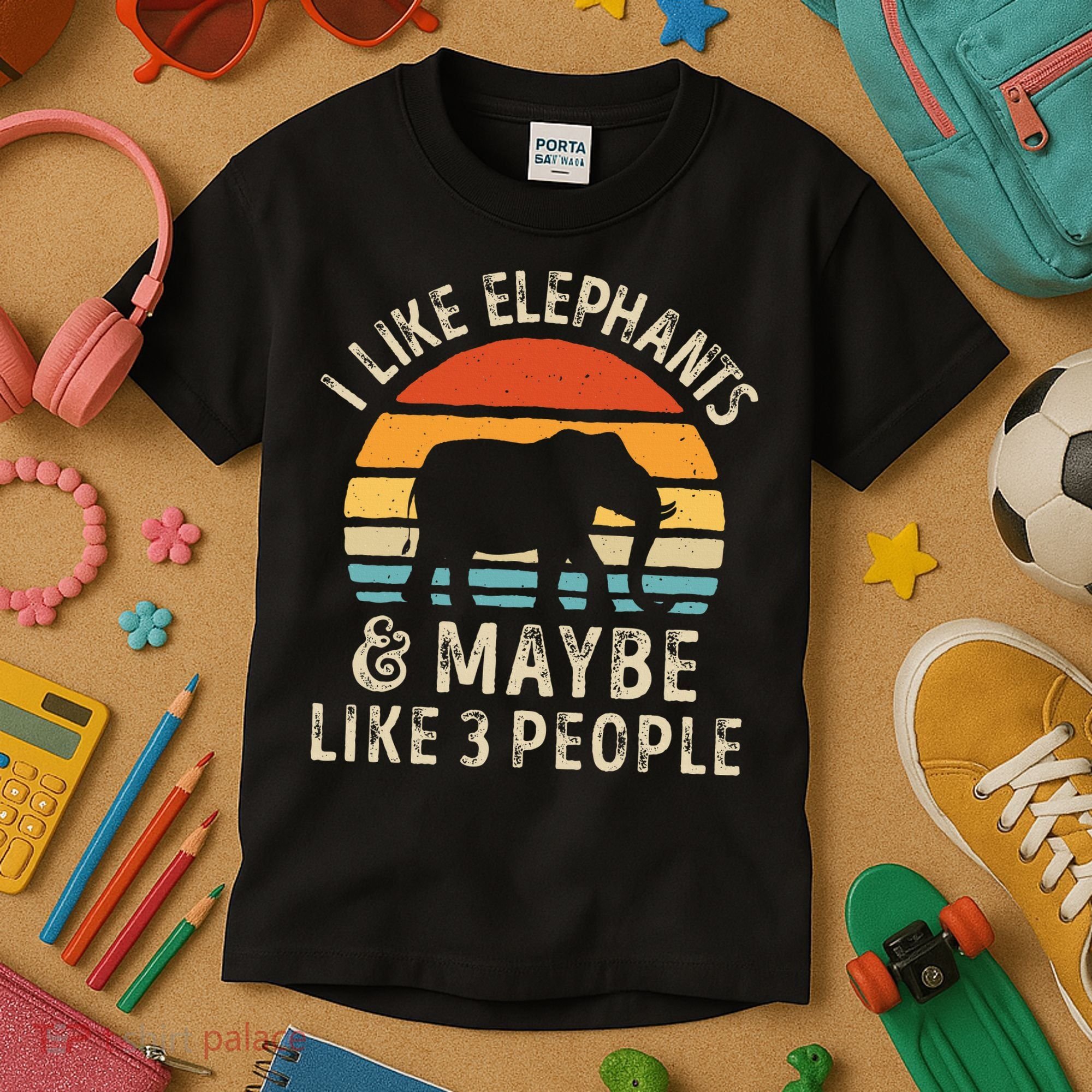 I Like Elephants And Maybe Like 3 People Elephant Retro Kids T-Shirt