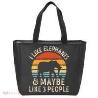 I Like Elephants And Maybe Like 3 People Elephant Retro Tote Bag thumb 0