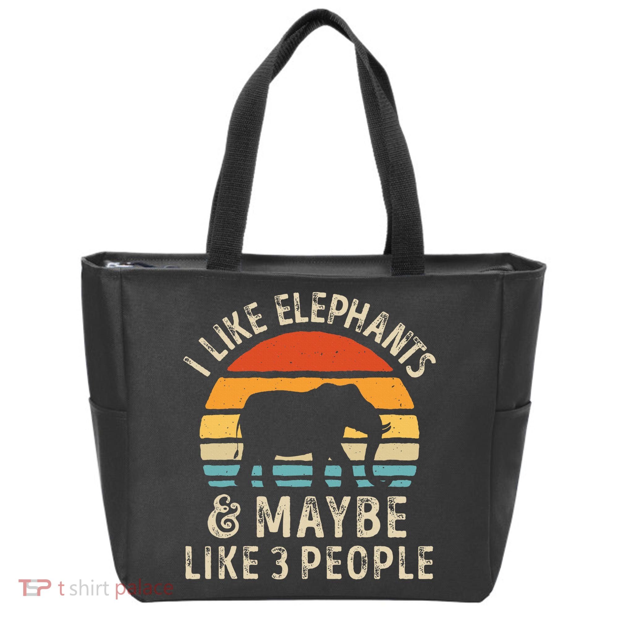 I Like Elephants And Maybe Like 3 People Elephant Retro Tote Bag