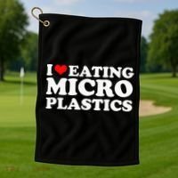 I Love Eating Microplastics Heart To Eat Micro Plastic Golf Towel thumb 1