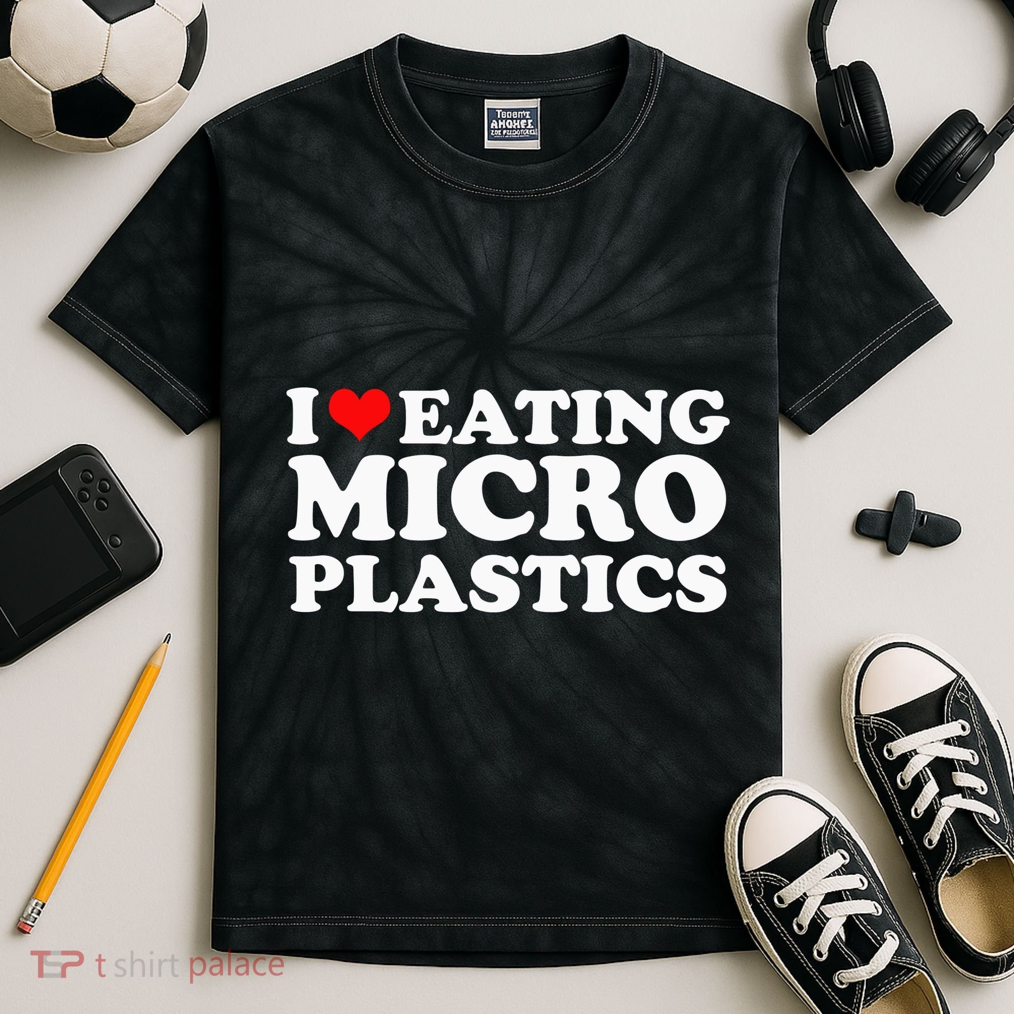 I Love Eating Microplastics Heart To Eat Micro Plastic Kids Tie-Dye T-Shirt