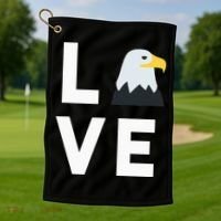 I Love E.agles Funny American Bald Eagle Lover Bird Golf Towel thumb 1