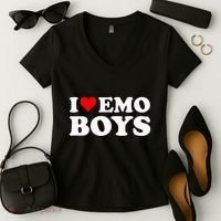 I Love Emo Women's V-Neck T-Shirt thumb 2