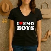 I Love Emo Women's V-Neck T-Shirt thumb 3