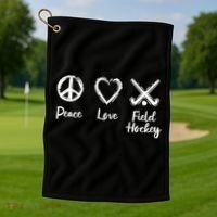 I Love Field Hockey Gift Golf Towel thumb 1
