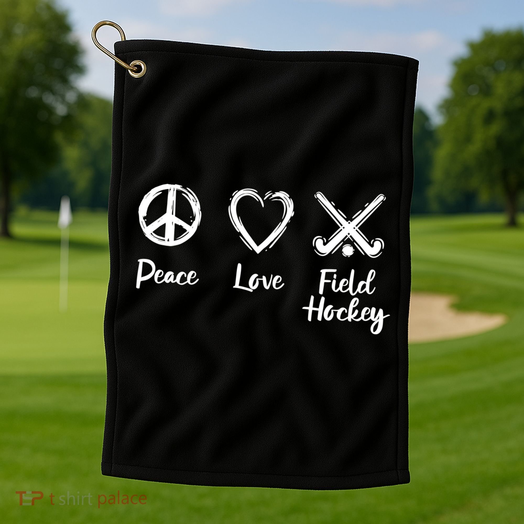 I Love Field Hockey Gift Golf Towel