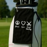 I Love Field Hockey Gift Golf Towel thumb 2