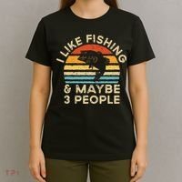 I Like Fishing And Maybe 3 People Retro Vintage T-Shirt thumb 4