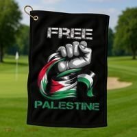 I Love Free Palestine Flag Save Gaza Strip Palestinian Golf Towel thumb 1