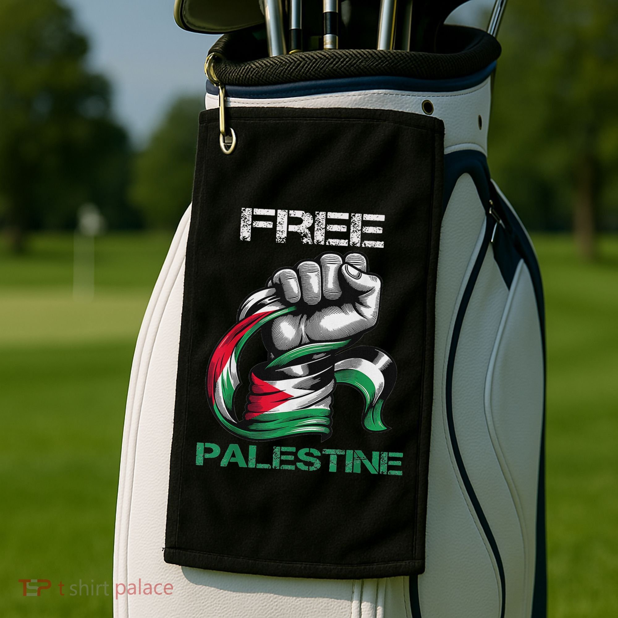 I Love Free Palestine Flag Save Gaza Strip Palestinian Golf Towel