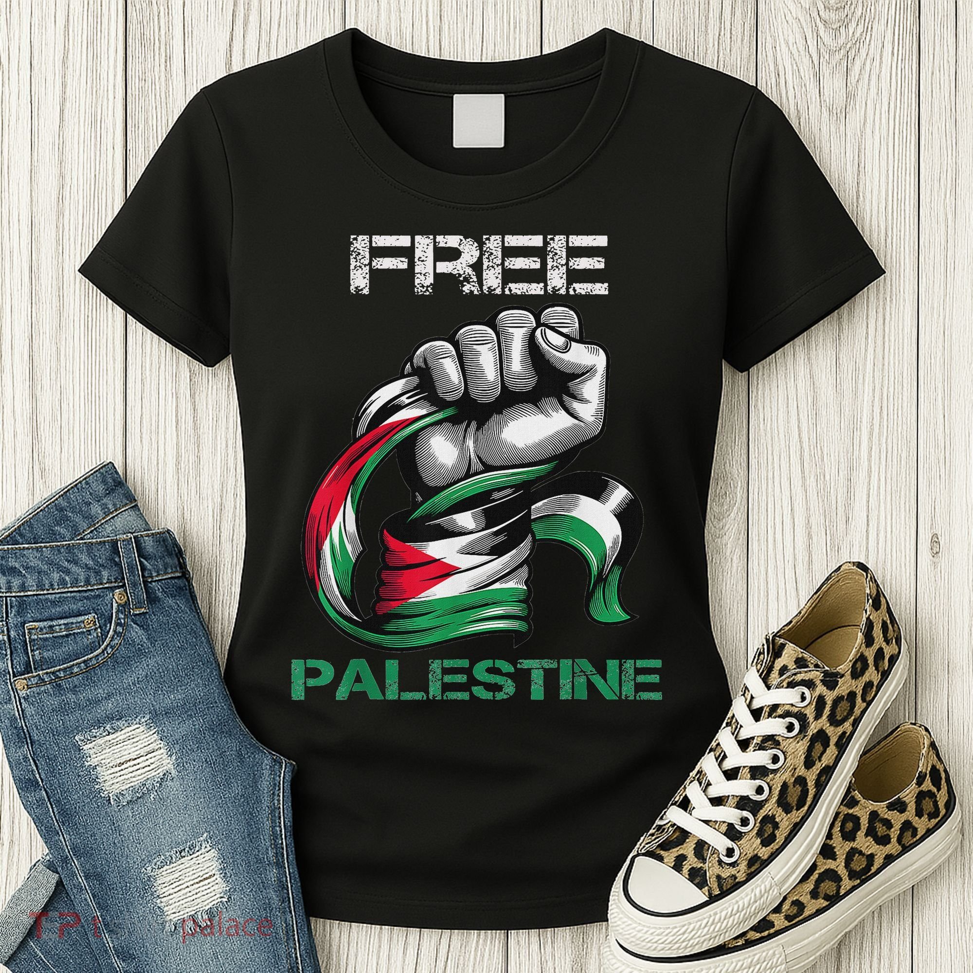 I Love Free Palestine Flag Save Gaza Strip Palestinian Women's T-Shirt
